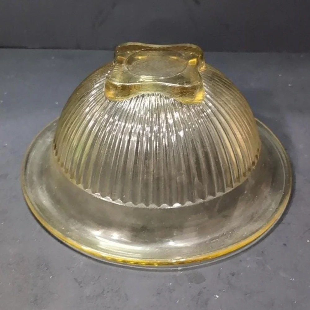 Federal Glass Ribbed Amber Mixing Bowl, Nested Yellow Kitchenware,‎ Replacement